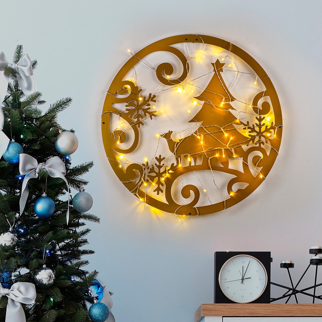 Decoratiune de luminoasa XMASGOLD-027, Tanelorn, 60x60 cm, metal, auriu - imagine 7